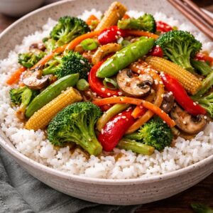Wokgemüse mit Reis